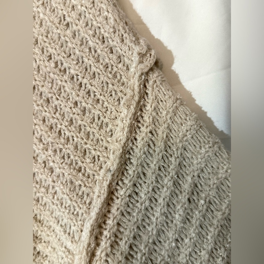 Aerie Soft Beige Open Knit Wool Blend Cowl Neck Sweater Size XS - Picture 5 of 11
